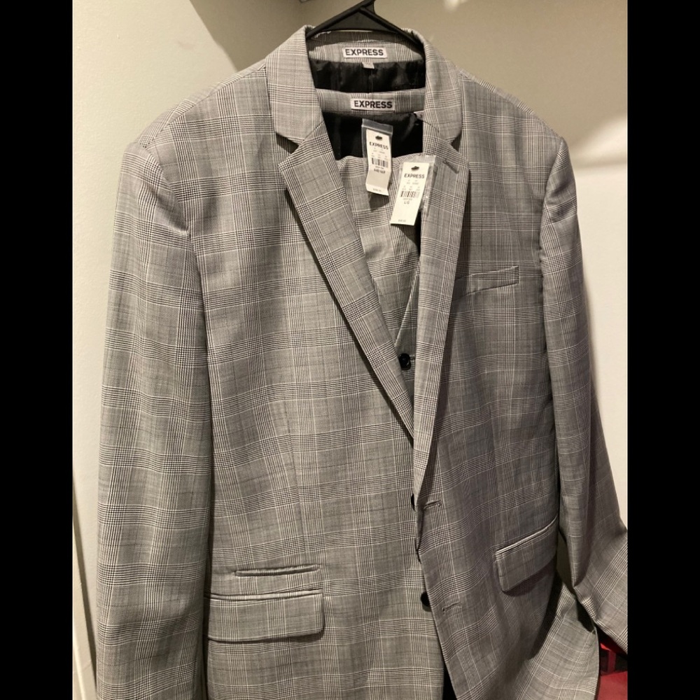 Express jacket ,vest and pants gray new